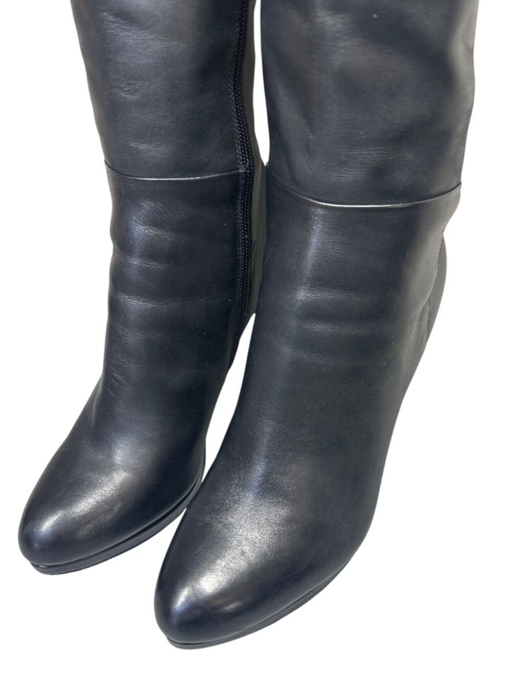 Nine West Quizme Women's 9M Knee High Platform Boots Black Leather Stiletto EUC - Picture 3 of 16
